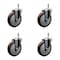 Service Caster 5'' Maroon Polyurethane Wheel Swivel 7/16'' Grip Ring Stem Caster Set, 4PK SCC-GR20S514-PPUB-MRN-716138-4 - alternate 1